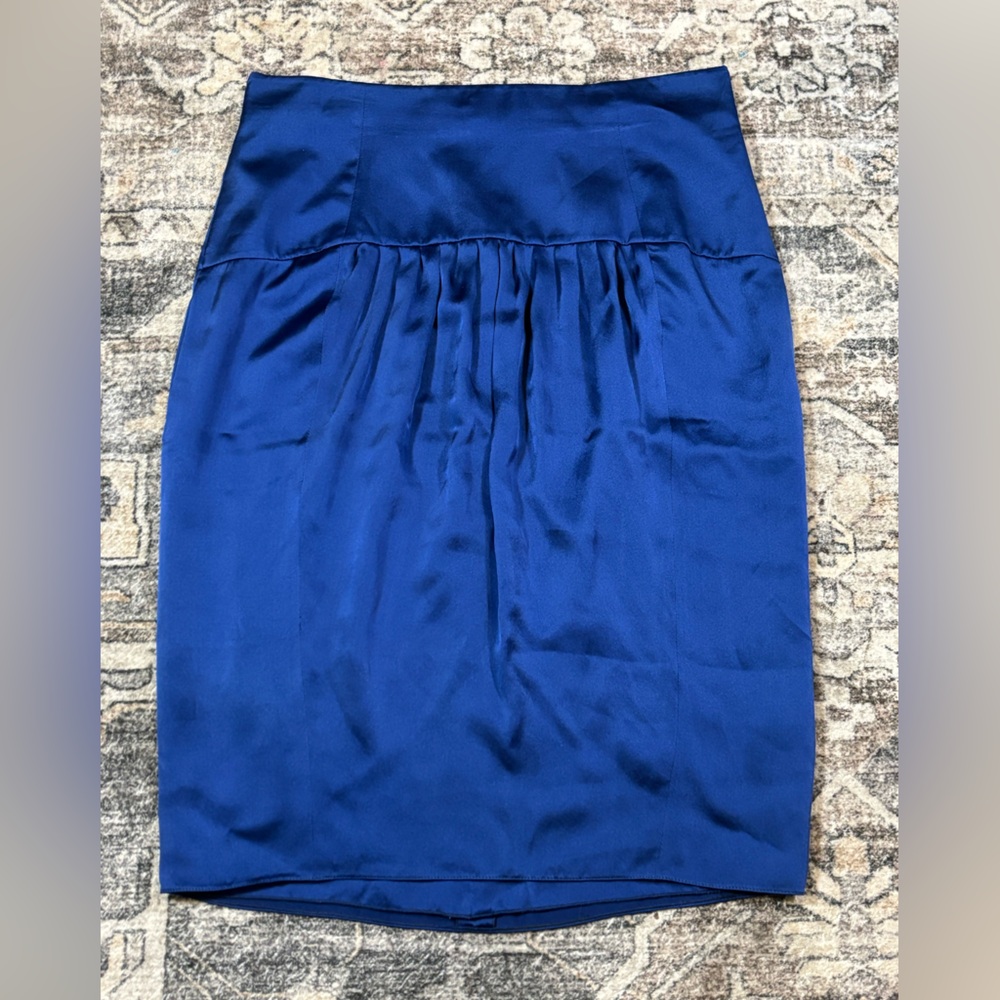 Valentino 100% Silk Cobalt Blue Pencil Skirt Women’s Size 12